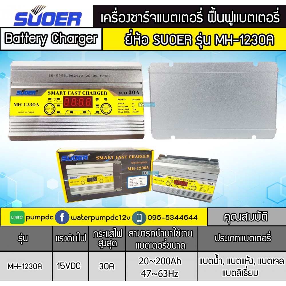 เครื่องชาร์จแบตเตอรี่รถยนต์ 12V SUOER รุ่น MH-1230A